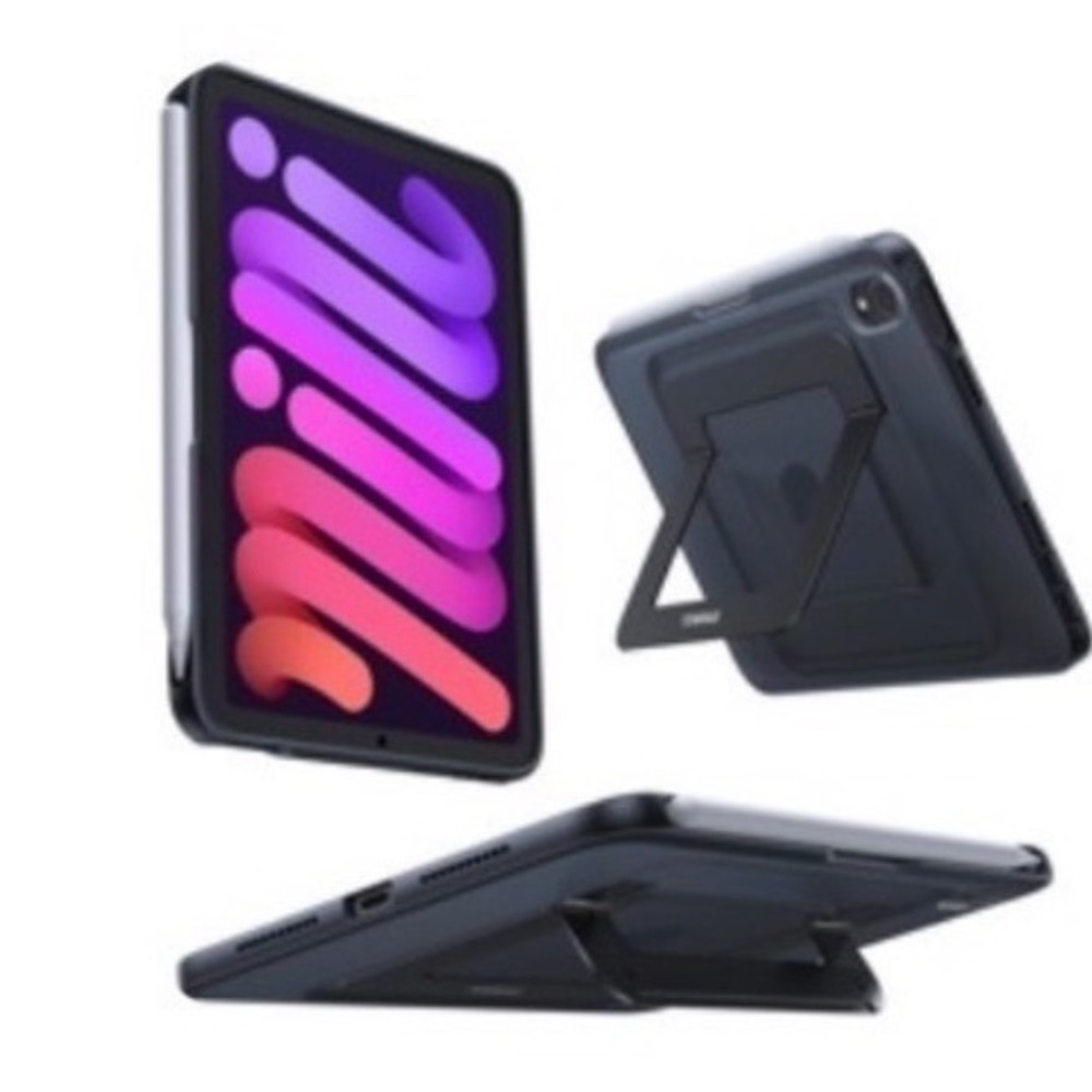Torras iPad Mini 7 Mini 6 Case with Kickstand Pencil Holder Black M4BE25